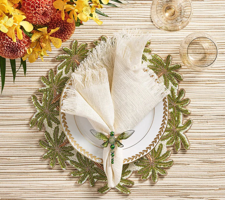 Oasis Placemat in Ivory, Green & Gold (Set of 4)
