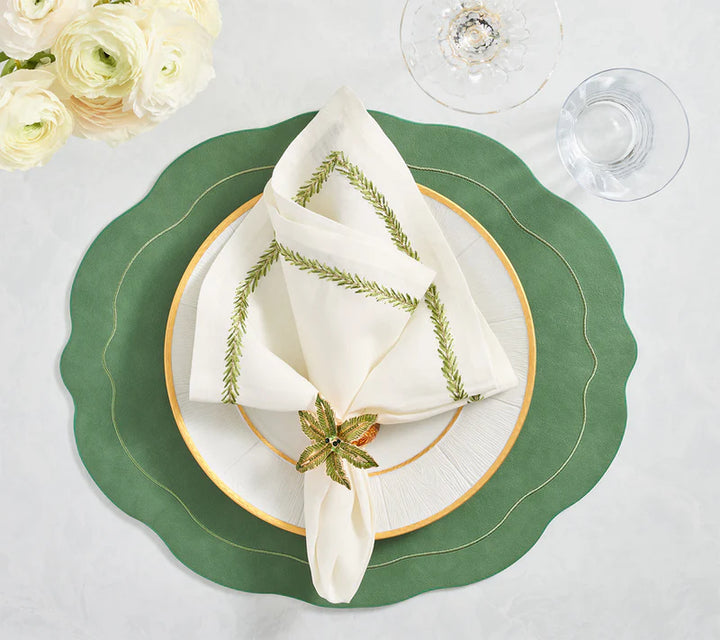 Palm Coast Napkin Ring in Green and Gold (Set of 4)
