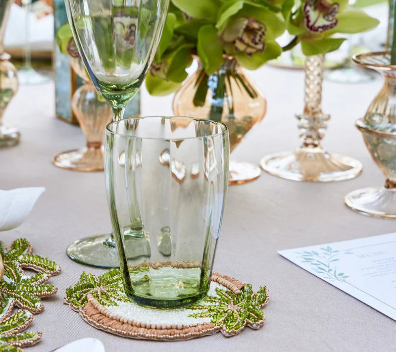 Oasis Coasters in Ivory, Green, and Gold (Set of 4)