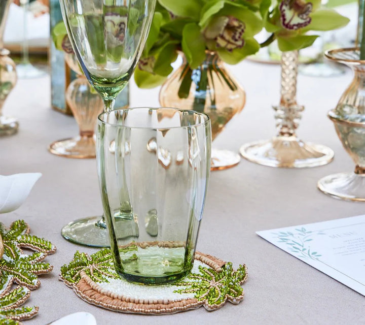 Oasis Coasters in Ivory, Green, and Gold (Set of 4)