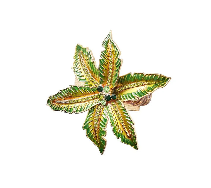 Palm Coast Napkin Ring in Green and Gold (Set of 4)