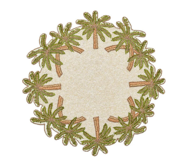 Oasis Placemat in Ivory, Green & Gold (Set of 4)